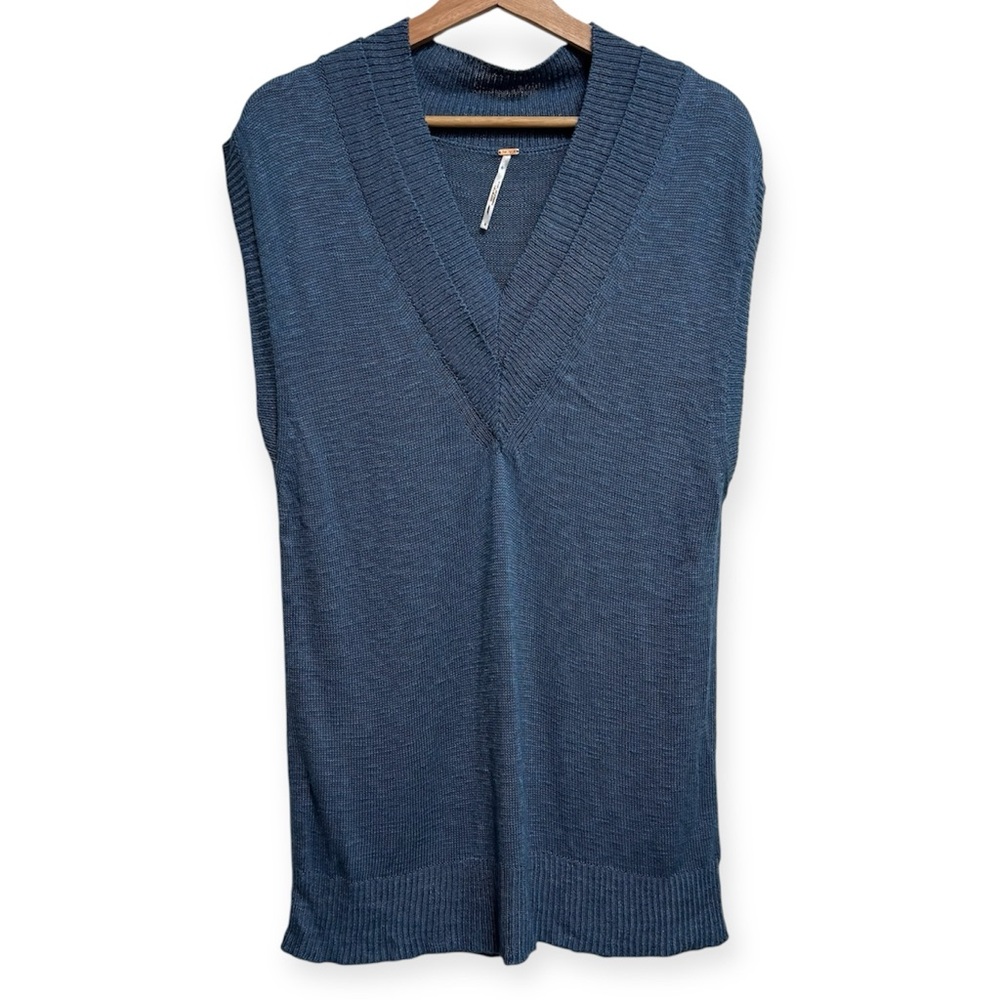 Free People Hannah Oversized V-Neck Tunic Sweater Vest Small